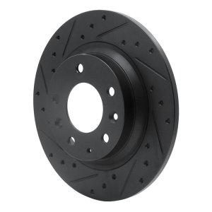 Ford Fusion Brake Rotor (1) - Rear Left - R1 Concepts - Drilled & Slotted - Black - `98-`15